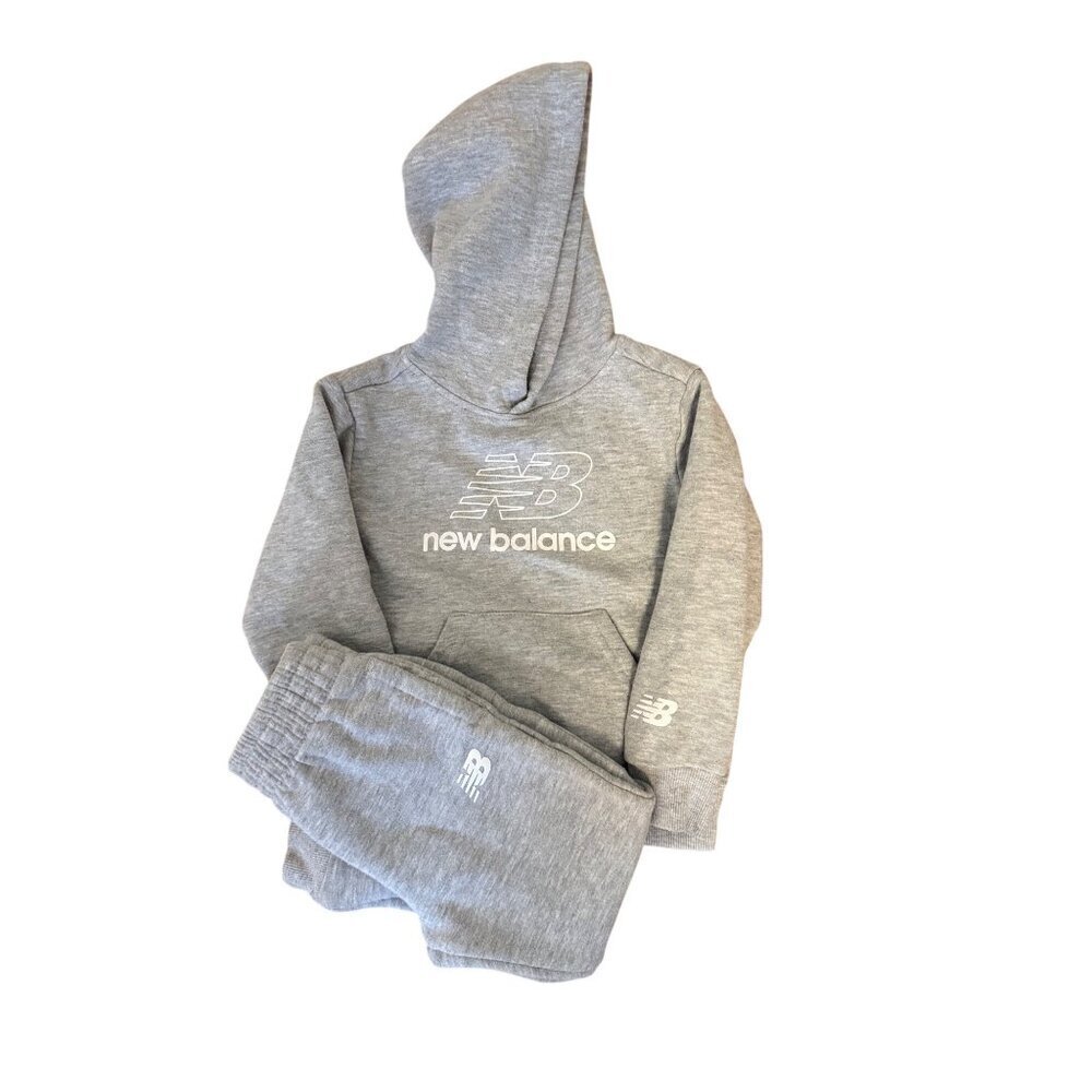 New Balance Kids Gray Hoodie & Jogger Set Size 4T Cotton Blend